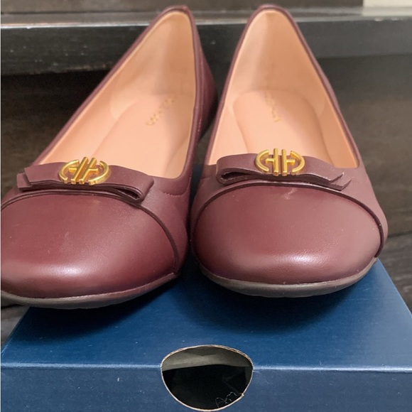 COLE HAAN Leather Wedge Bloodstone/ Burgundy Women’s Shoes size 38 B - Picture 2 of 7